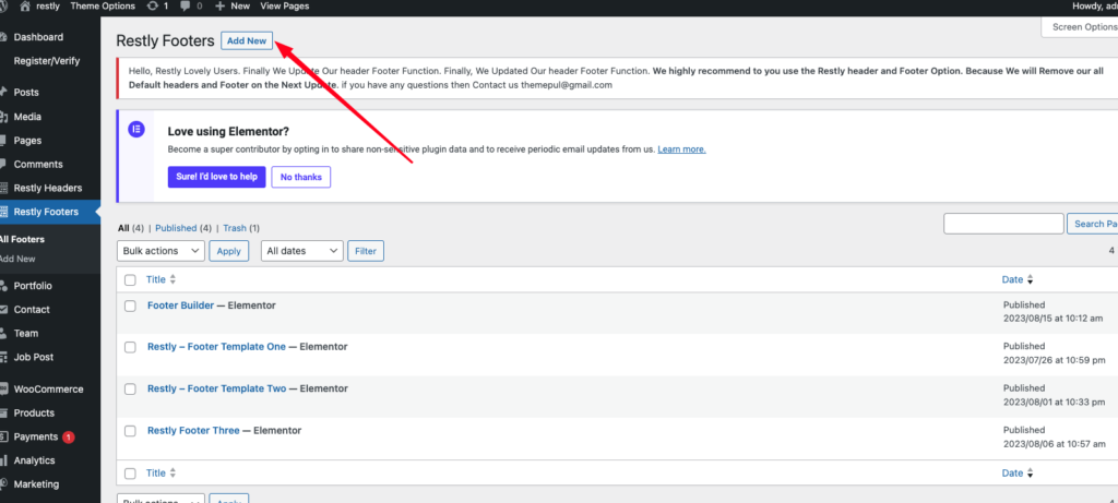 restly footer builder